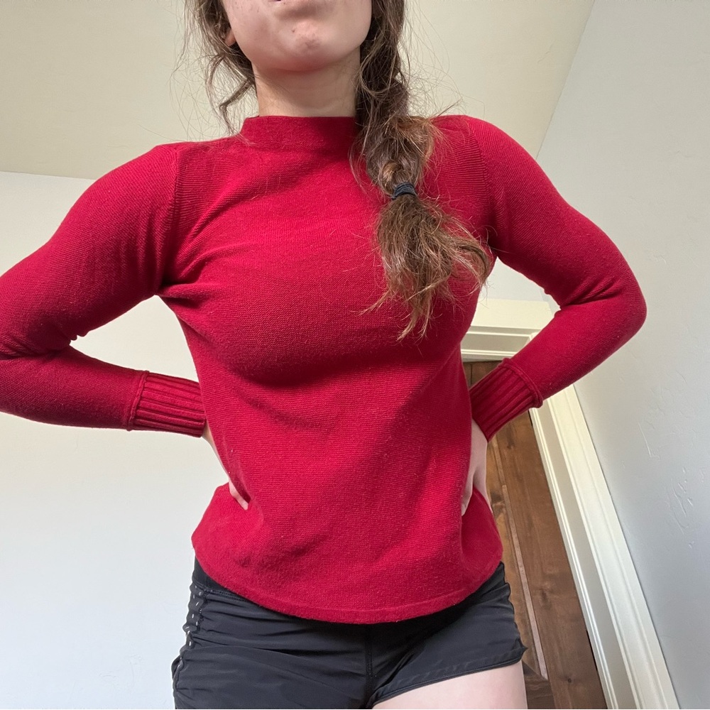 Ann taylor petite red mock neck sweater